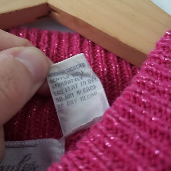 Vintage Silk Angora Blend Knit Sleeveless Sweater Pink Shimmer Margules L - Picture 5 of 6